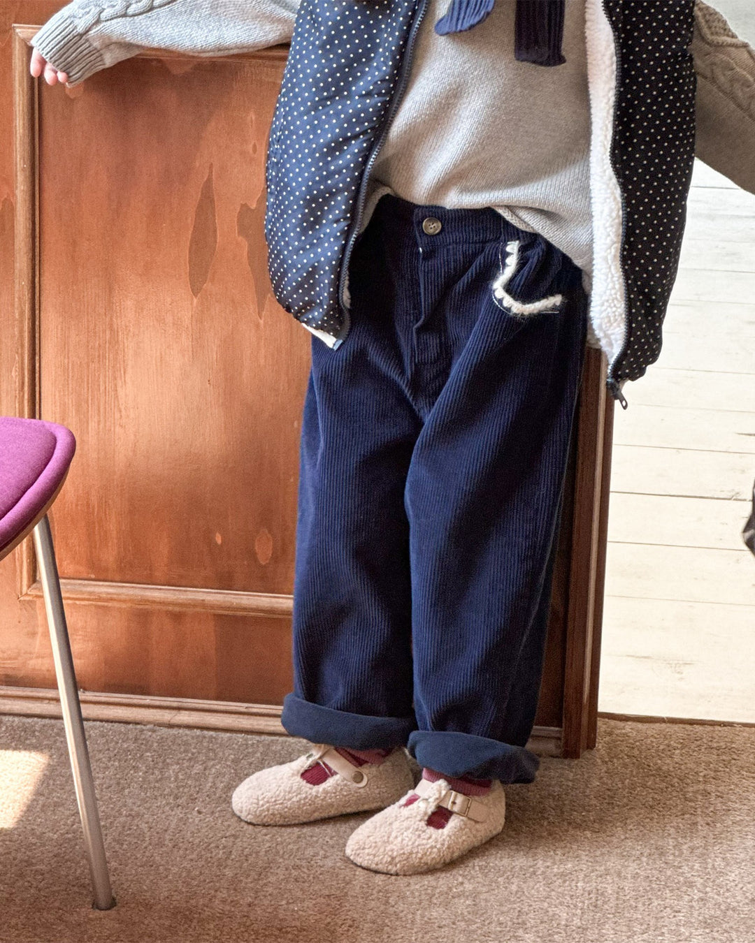 ステッチコーデュロイ裏起毛パンツ