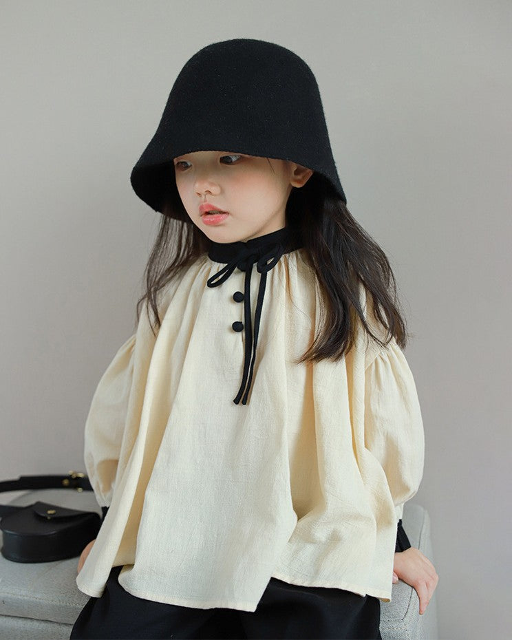 バイカラースモックブラウス