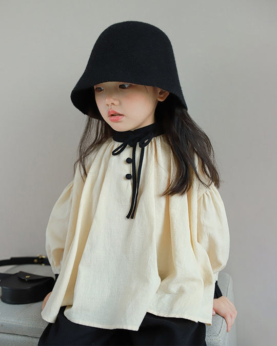 バイカラースモックブラウス