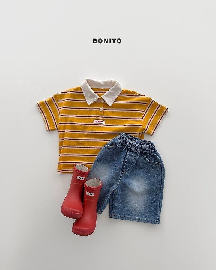 [BONITO]sierre stripe collar T