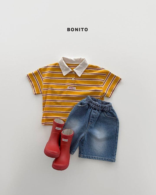 [BONITO]sierre stripe collar T