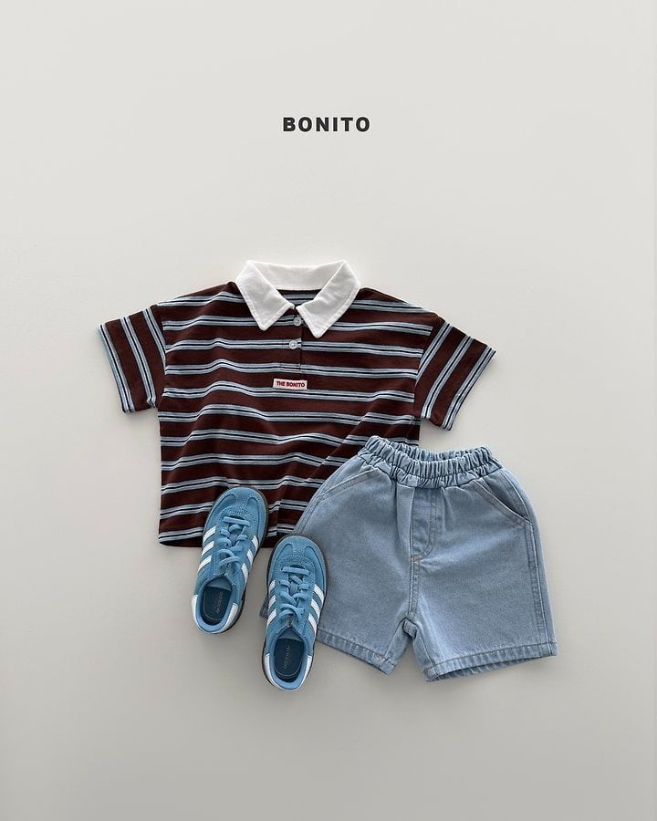 [BONITO]sierre stripe collar T