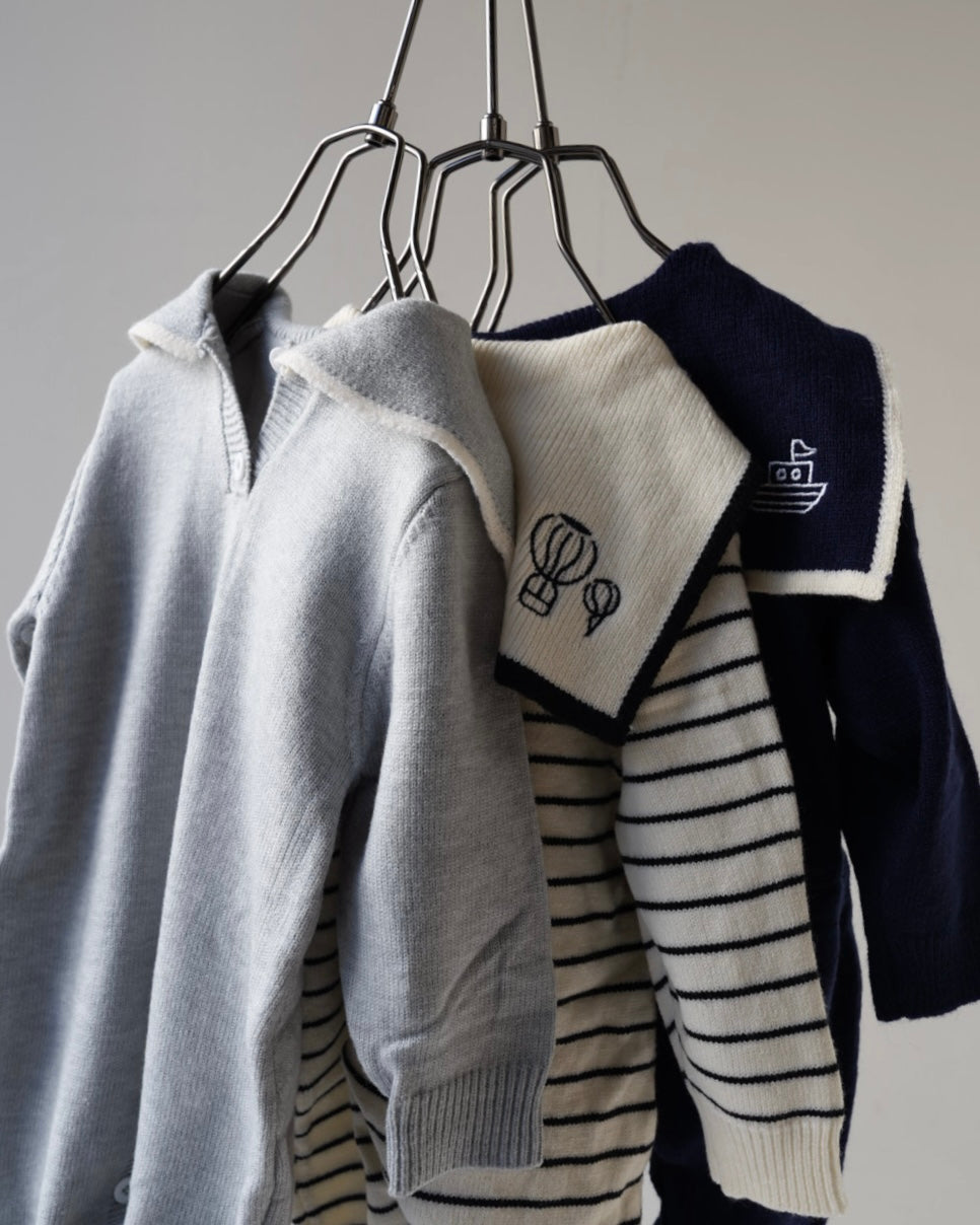 セーラーカラーニットカバーオール