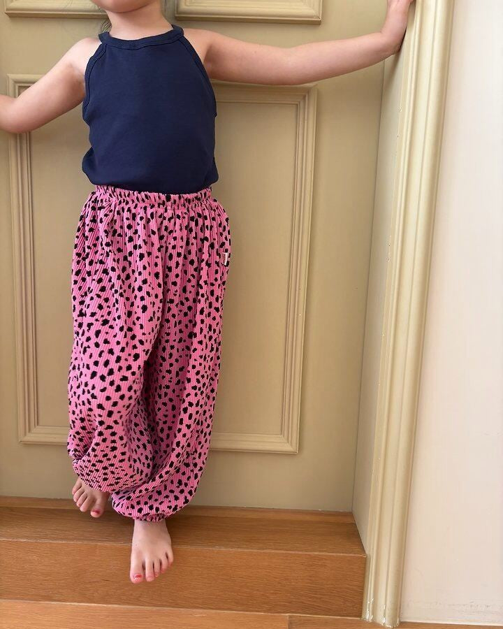 [pepper]black pink pleated joggers pants