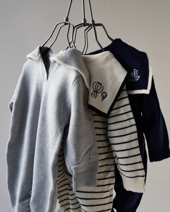 セーラーカラーニットカバーオール