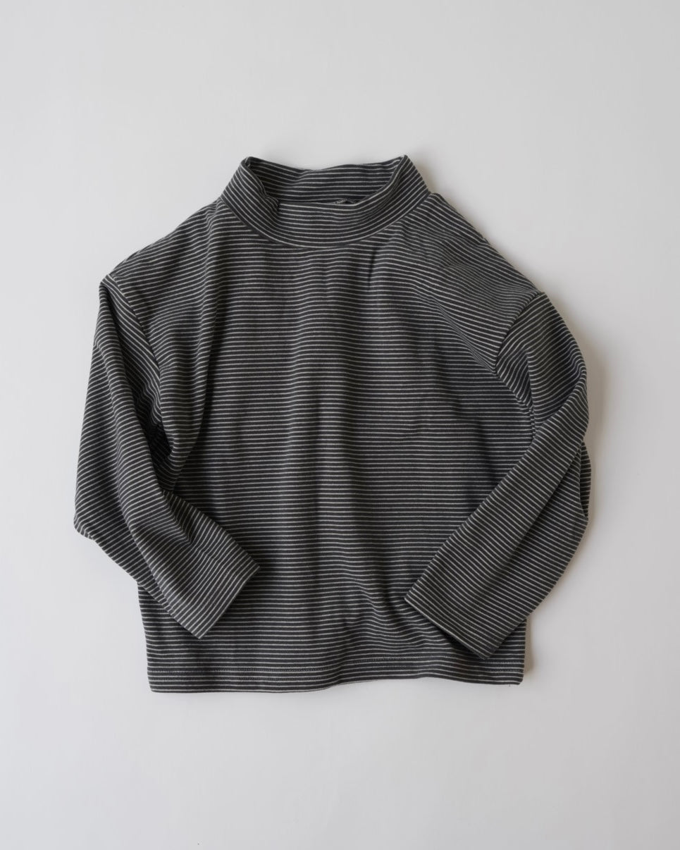 [nunu biel]ボーダー裏起毛モックネック