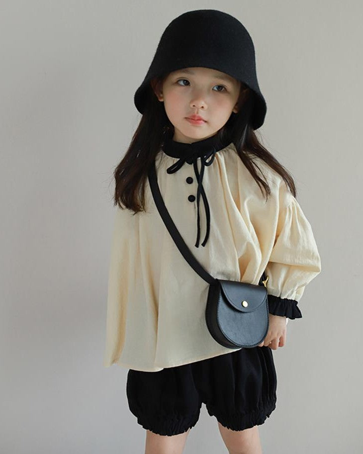 バイカラースモックブラウス