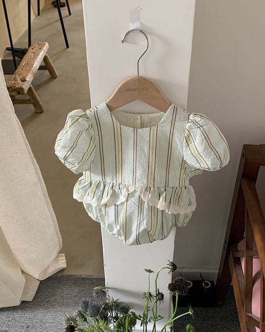 マルチストライプリンクルロンパース