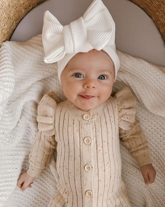 カラーネップフリルニットカバーオール