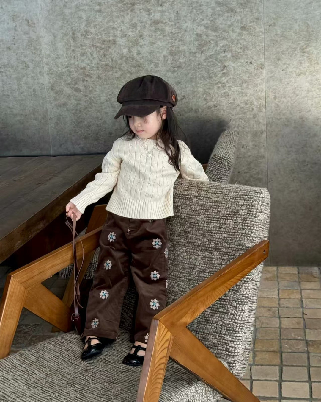 クロスステッチピンコーデュロイパンツ