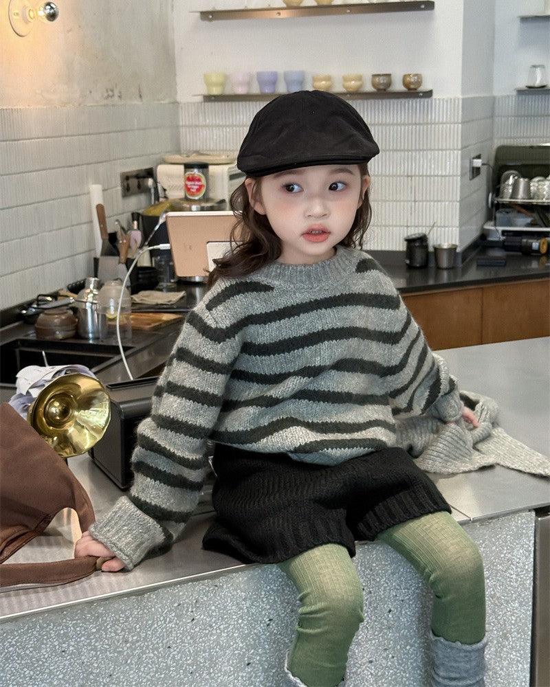 フーディーマフラー付ボーダーニット