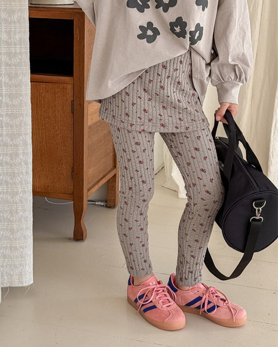 小花柄スカートリブパンツ