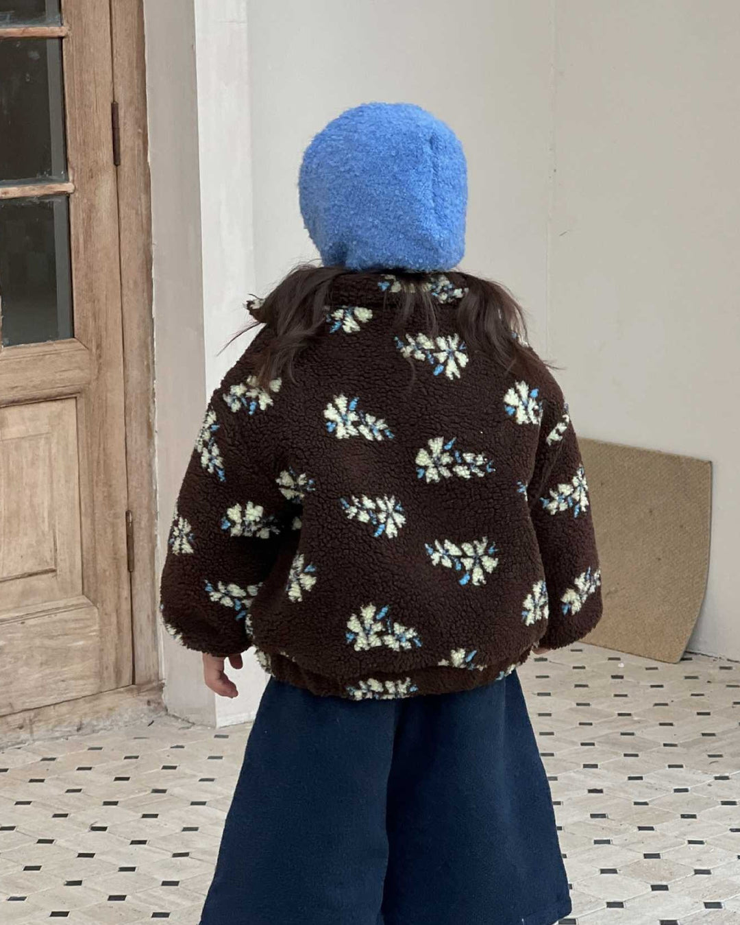 フラワーボアジップブルゾン