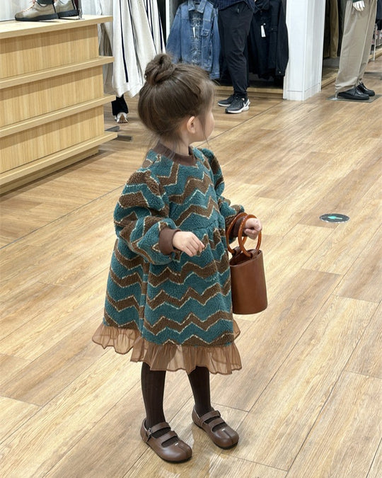 裏起毛ジグザグボアワンピース