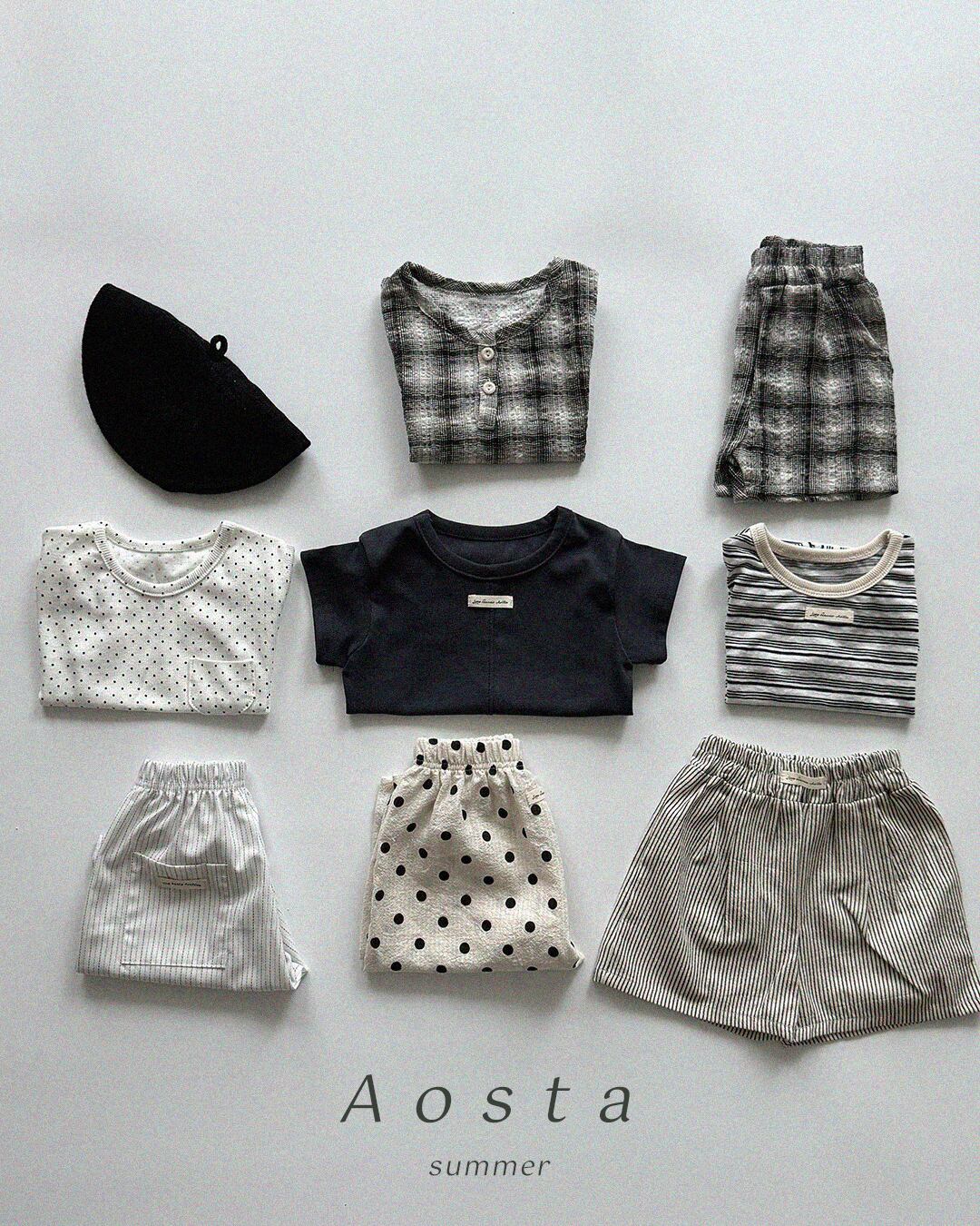 [aosta]check short pants