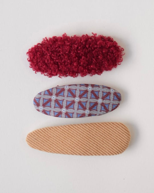 ボア×ファブリックパッチンピン