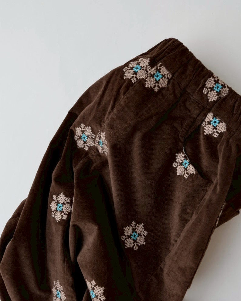 クロスステッチピンコーデュロイパンツ