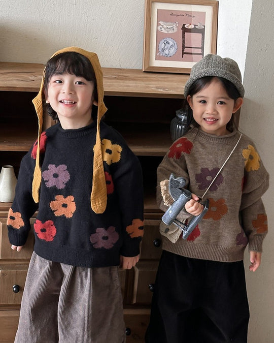 フラワージャガードニット