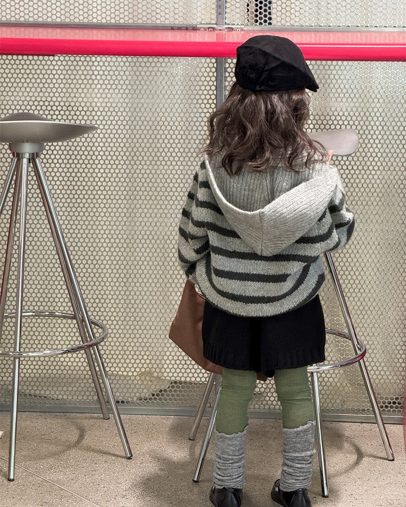 フーディーマフラー付ボーダーニット