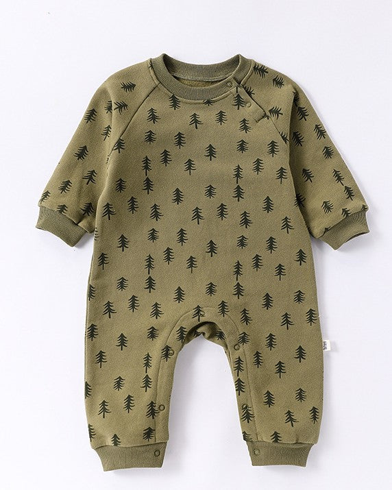 裏フランネルプリントロンパース