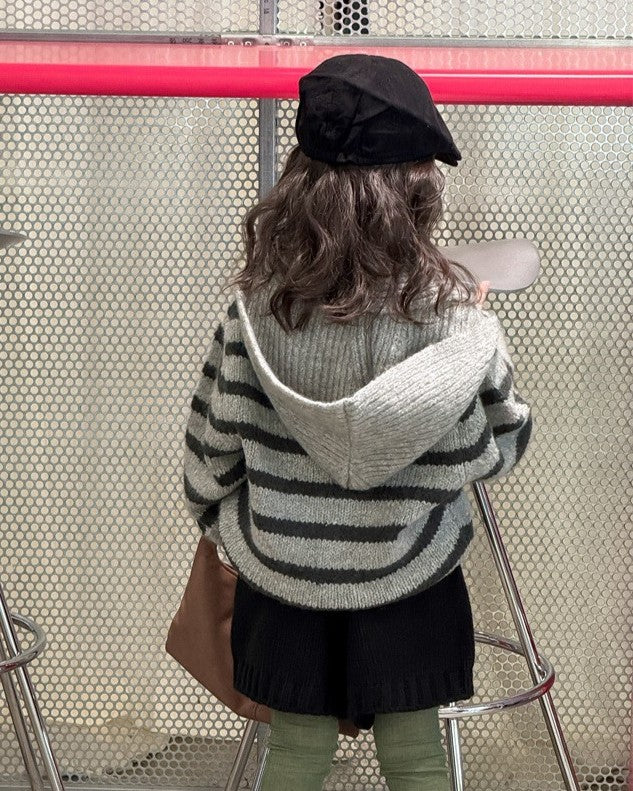 フーディーマフラー付ボーダーニット