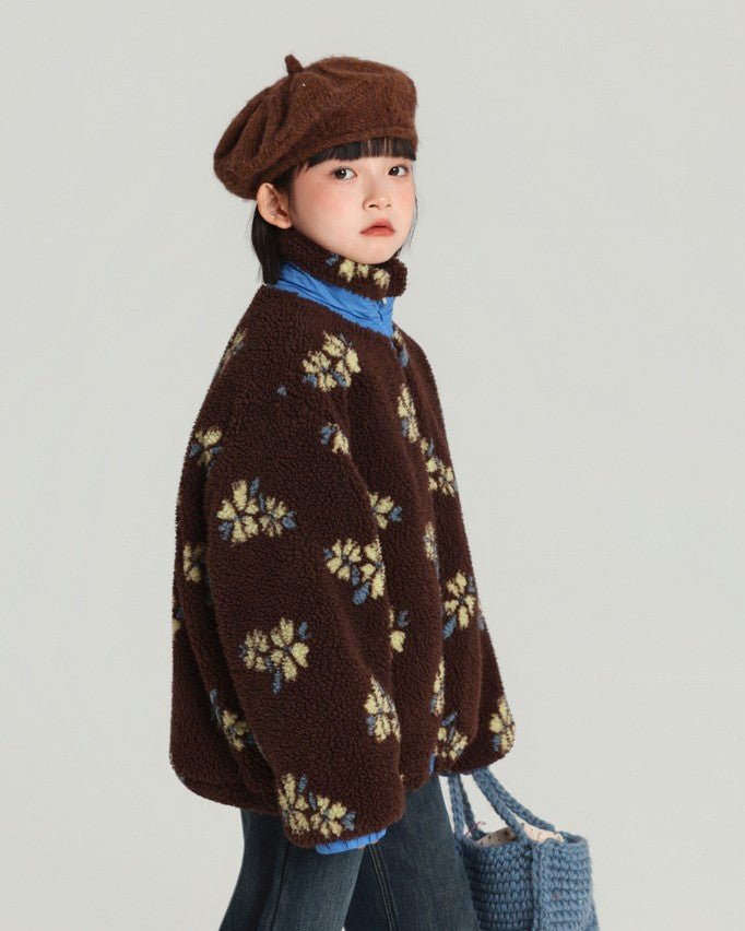 フラワーボアジップブルゾン