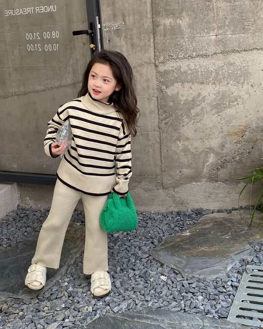 ボーダートップスニットセットアップ