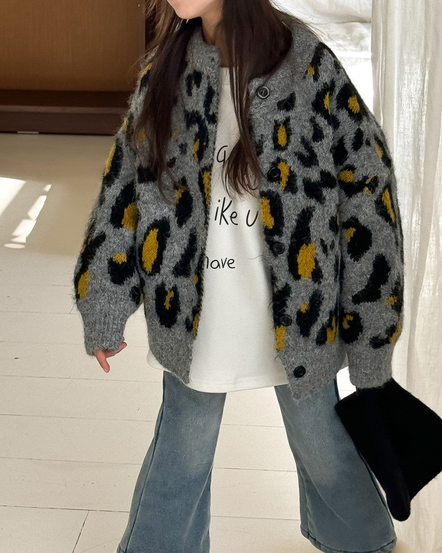 レオパードニットカーディガン