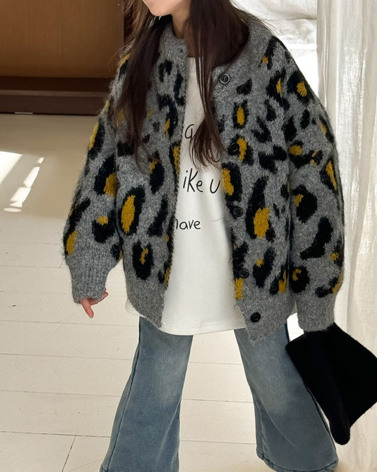 レオパードニットカーディガン