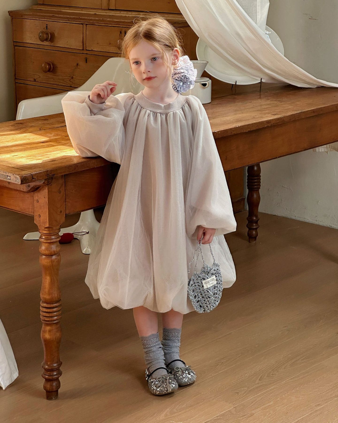 ラメチュールバルーンワンピース