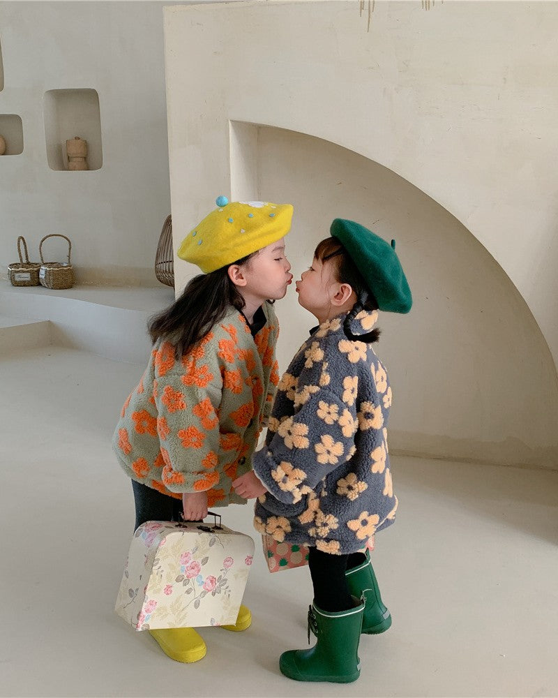 裏起毛フラワーボアV/Nジャケット