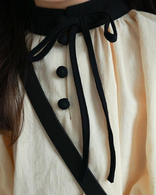 バイカラースモックブラウス