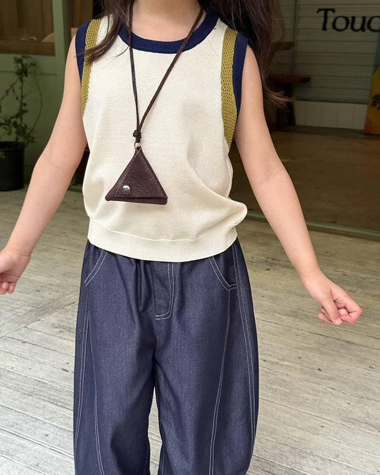 シャンブレーデニムステッチパンツ.