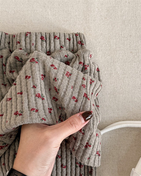 小花柄スカートリブパンツ