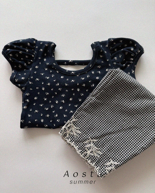 [aosta]open back puff blouse
