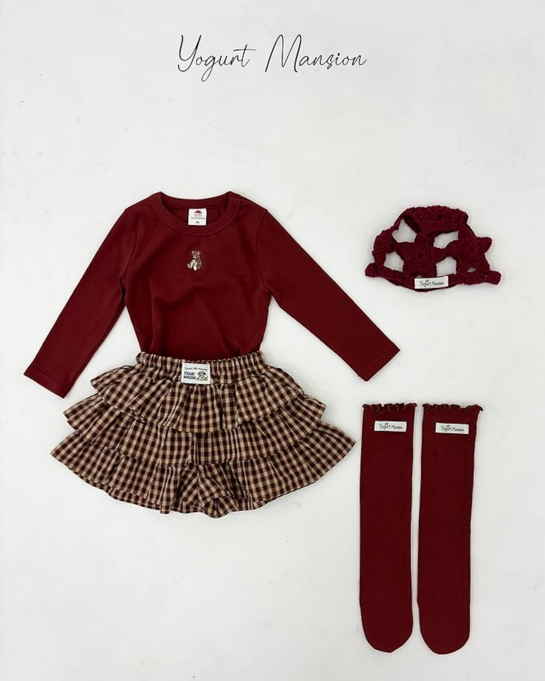 [yogurt mansion]check frill skirt