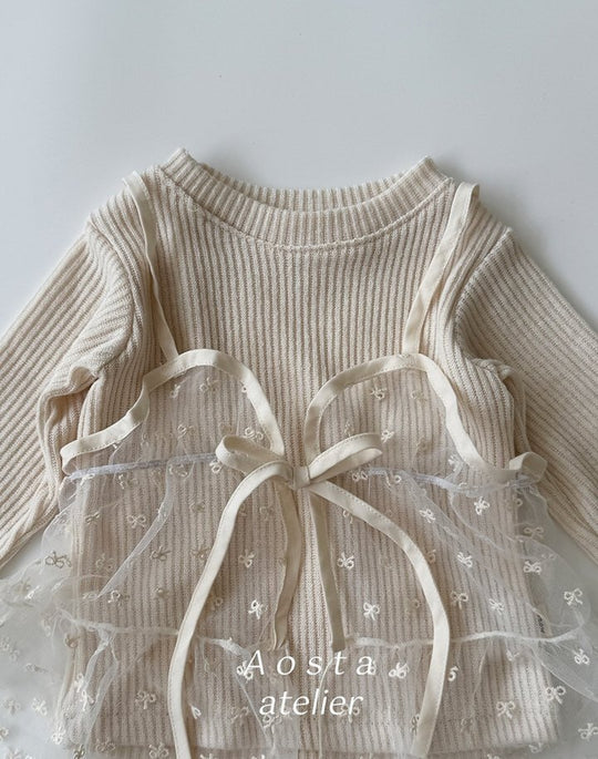 [AOSTA]Lace Ribbon OpenDress