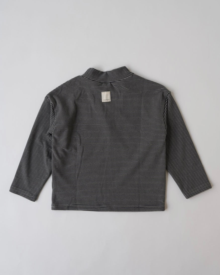 [nunu biel]ボーダー裏起毛モックネック