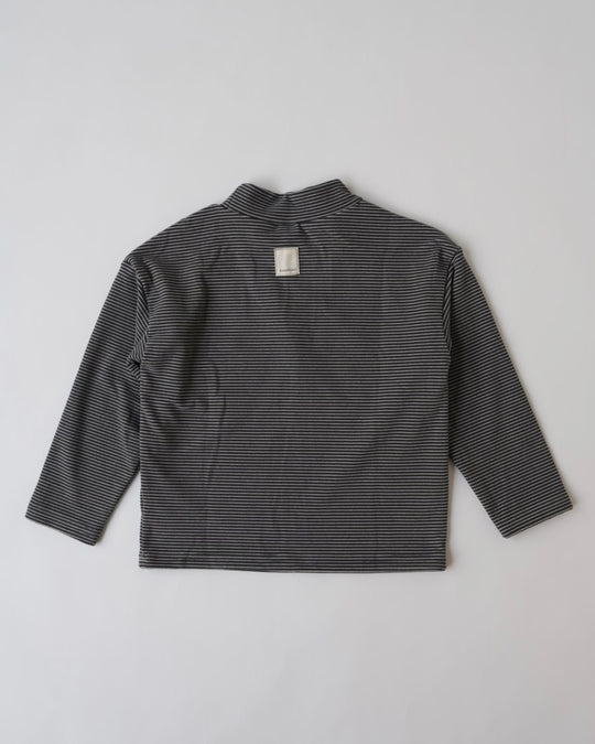 [nunu biel]ボーダー裏起毛モックネック