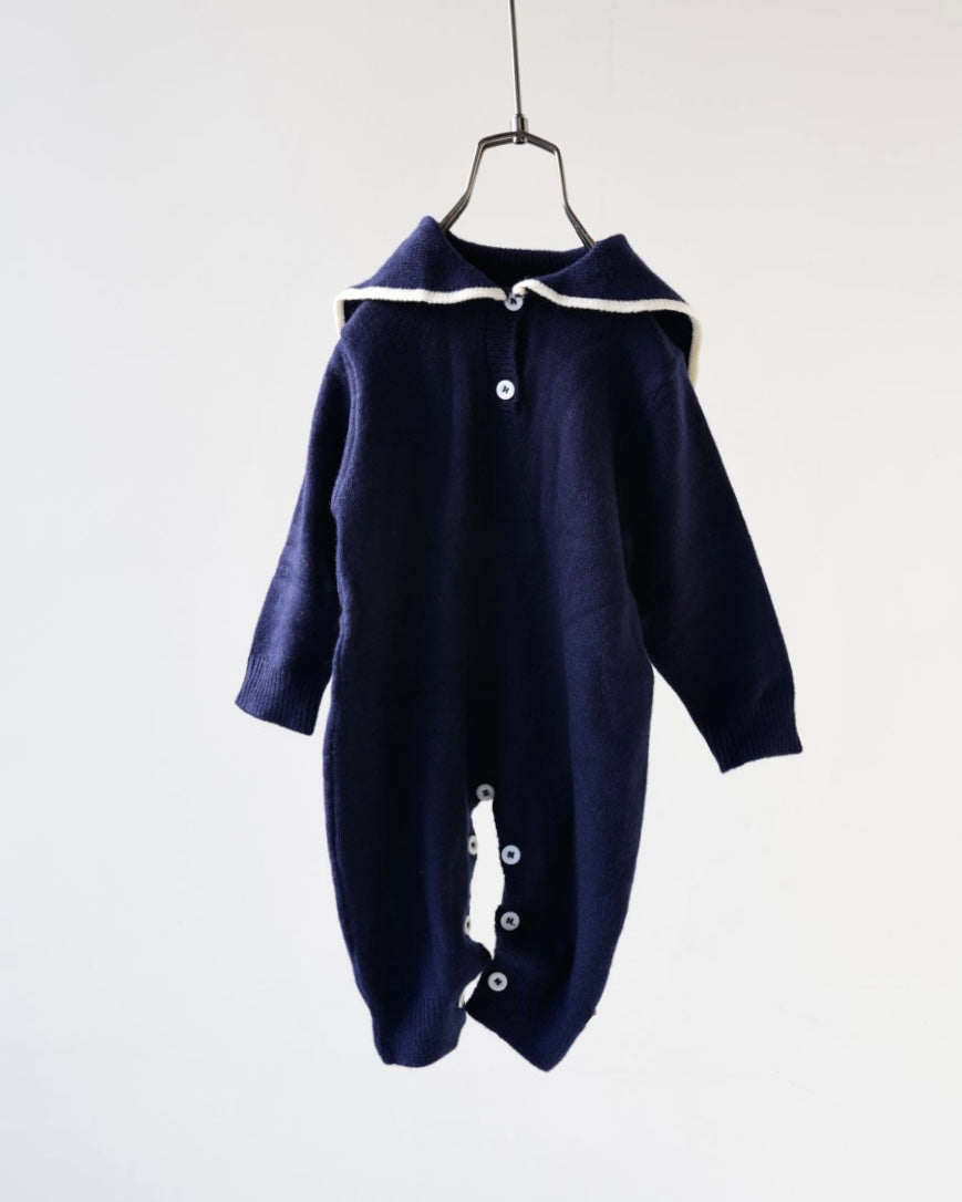 セーラーカラーニットカバーオール