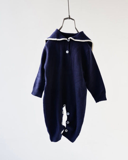 セーラーカラーニットカバーオール