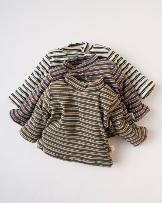 裏起毛マルチボーダートップス