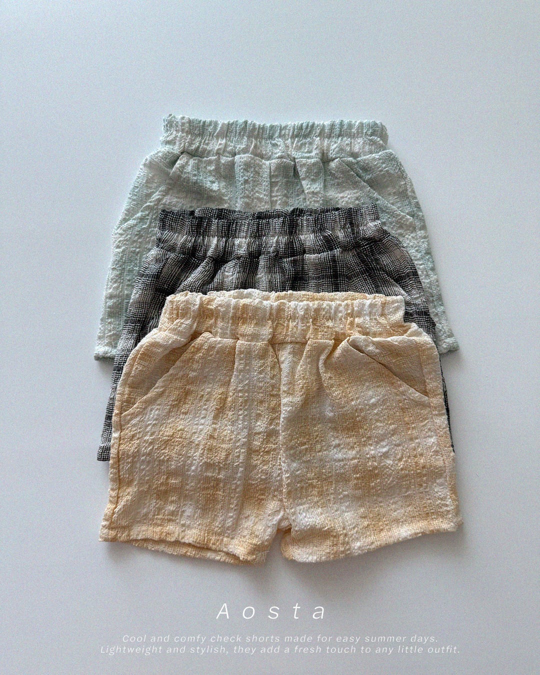 [aosta]check short pants