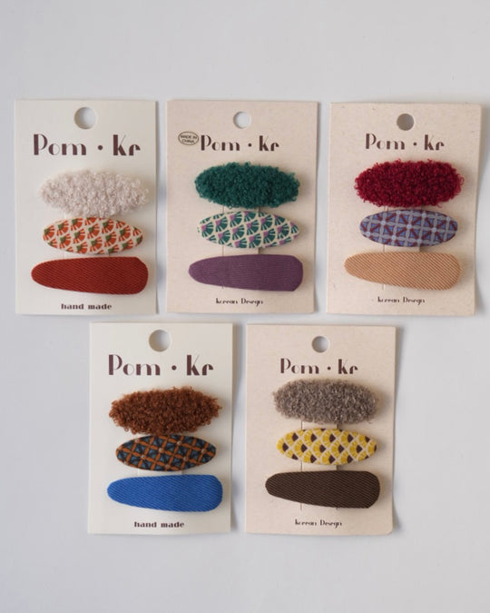 ボア×ファブリックパッチンピン