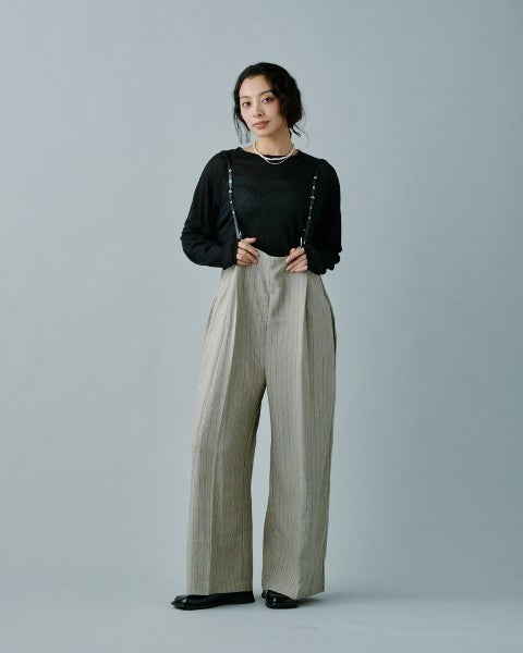 ヘリンボーンストライプサス付パンツ