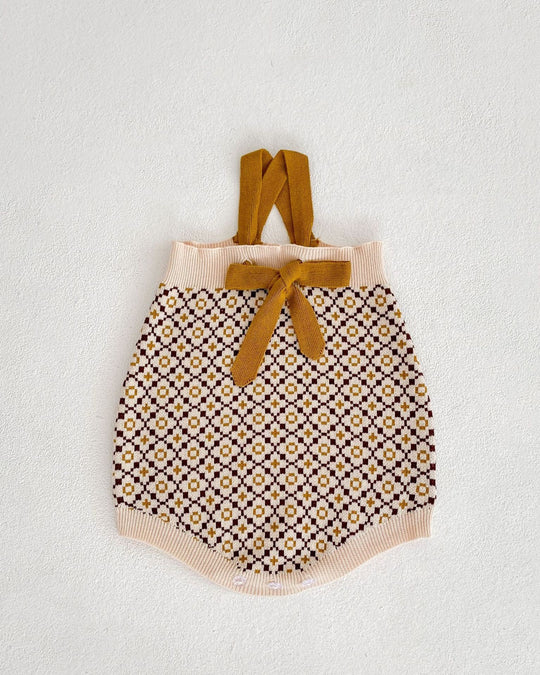 ジオメトリックニットサロペット