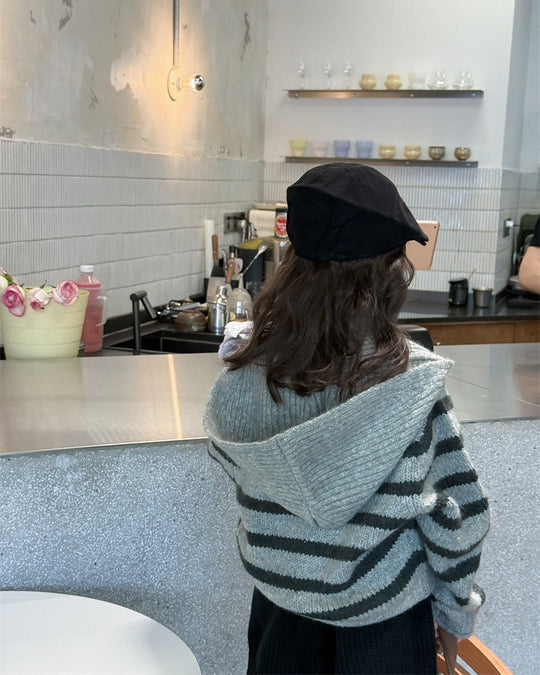 フーディーマフラー付ボーダーニット