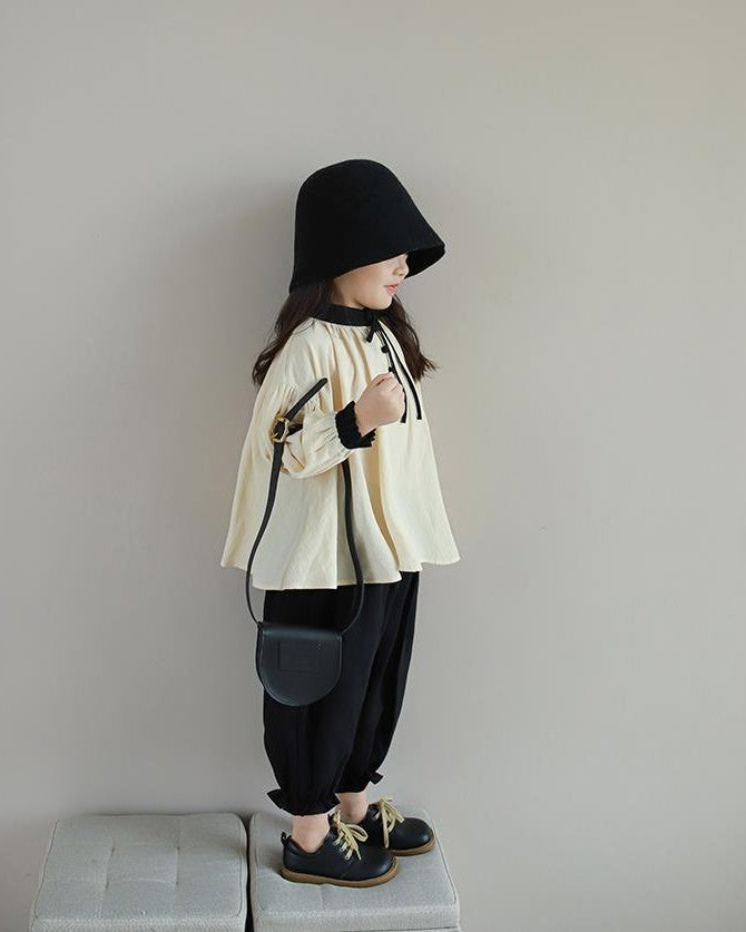 バイカラースモックブラウス