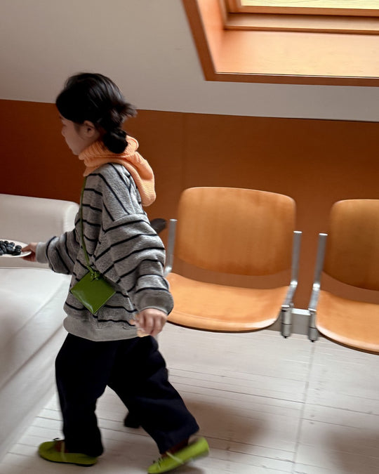 ボーダー裏起毛ニットスウェット