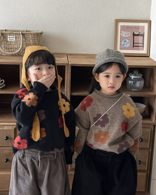 フラワージャガードニット